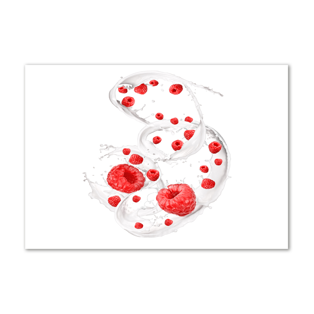 Tableau sur verre Framboises au lait