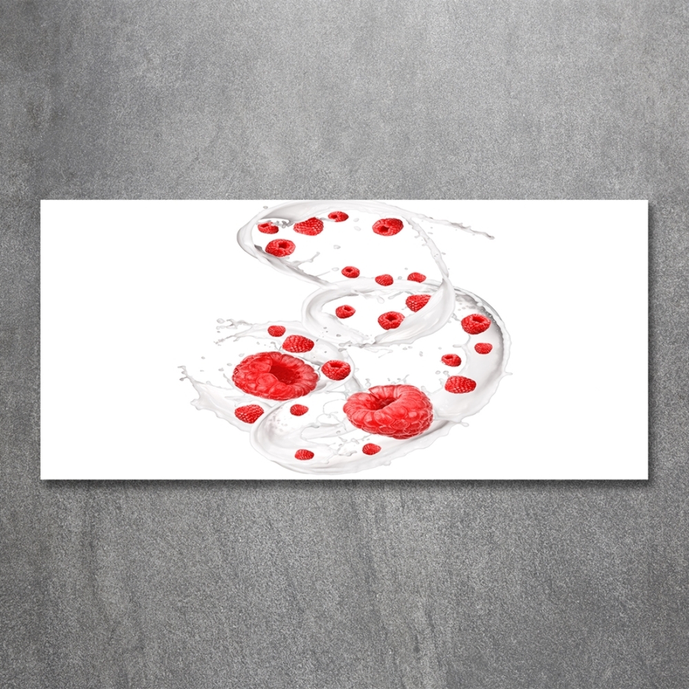 Tableau sur verre Framboises au lait