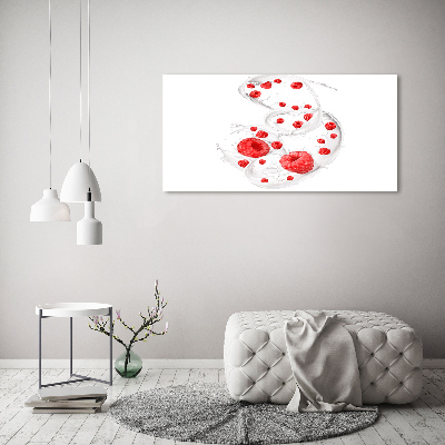 Tableau sur verre Framboises au lait