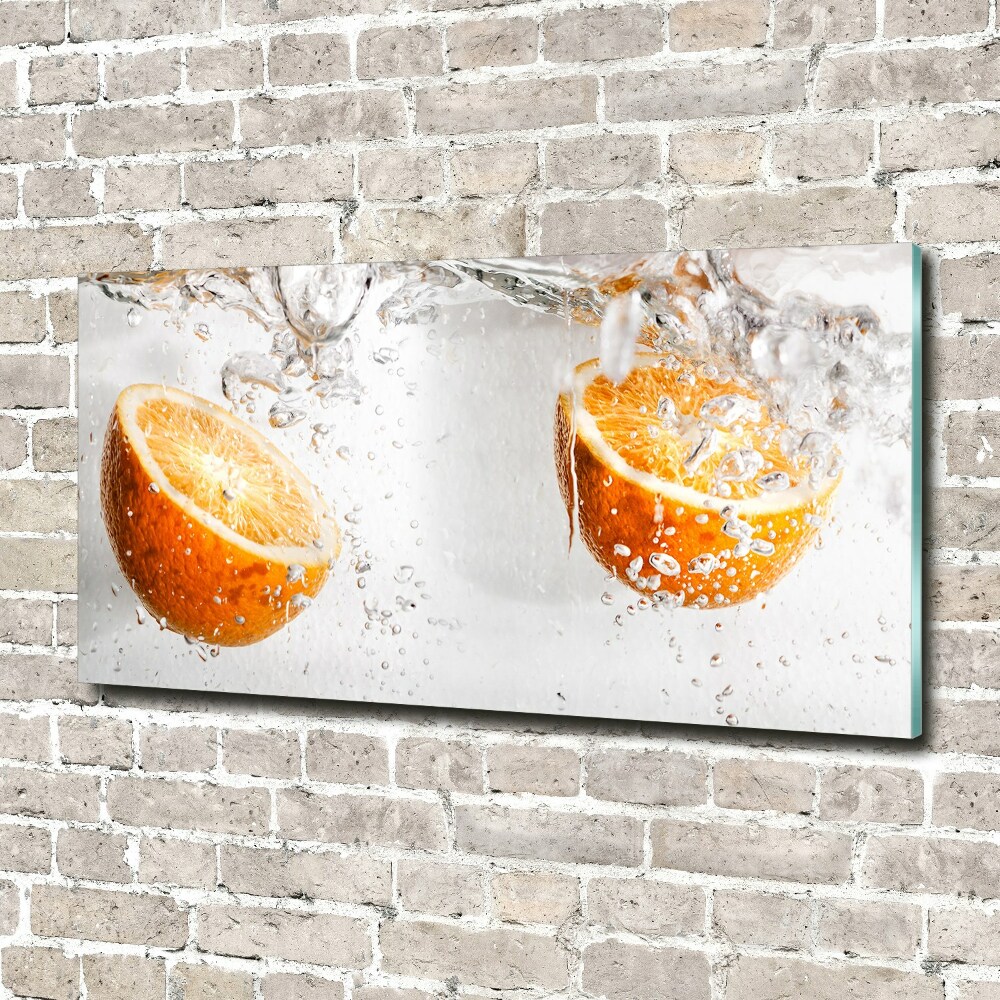 Tableau sur verre Oranges et eau