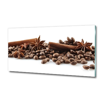 Tableau photo sur verre Grains de café cannelle