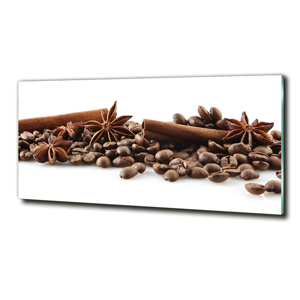 Tableau photo sur verre Grains de café cannelle