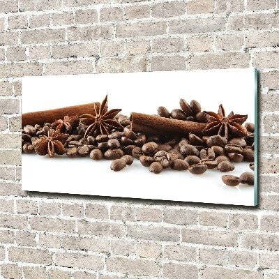 Tableau photo sur verre Grains de café cannelle