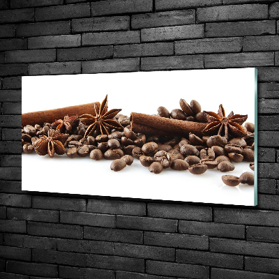 Tableau photo sur verre Grains de café cannelle