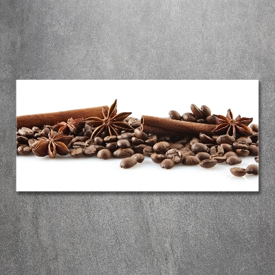 Tableau photo sur verre Grains de café cannelle