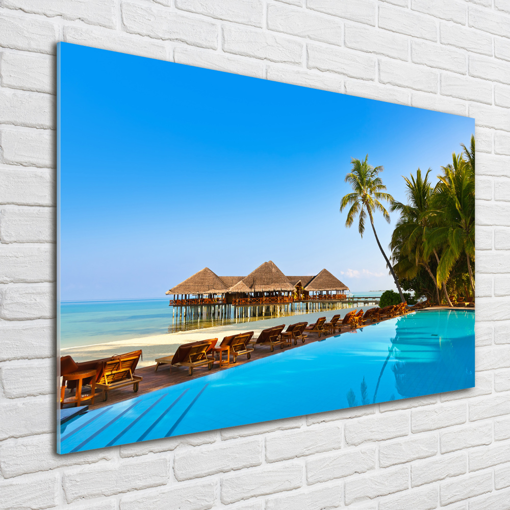 Tableau imprimé sur verre Piscine aux Maldives