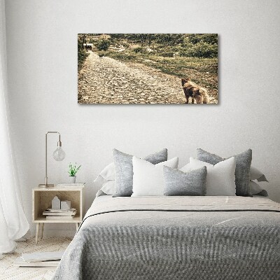 Tableau en verre Deux chiens sur une colline