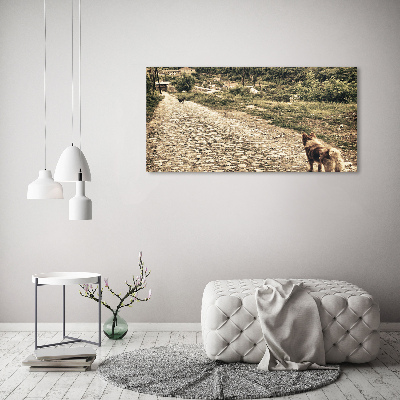 Tableau en verre Deux chiens sur une colline