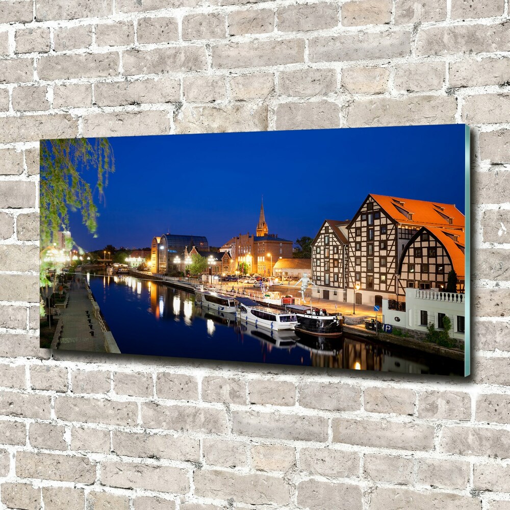 Tableau sur verre Bydgoszcz la nuit