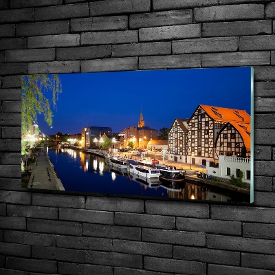 Tableau sur verre Bydgoszcz la nuit