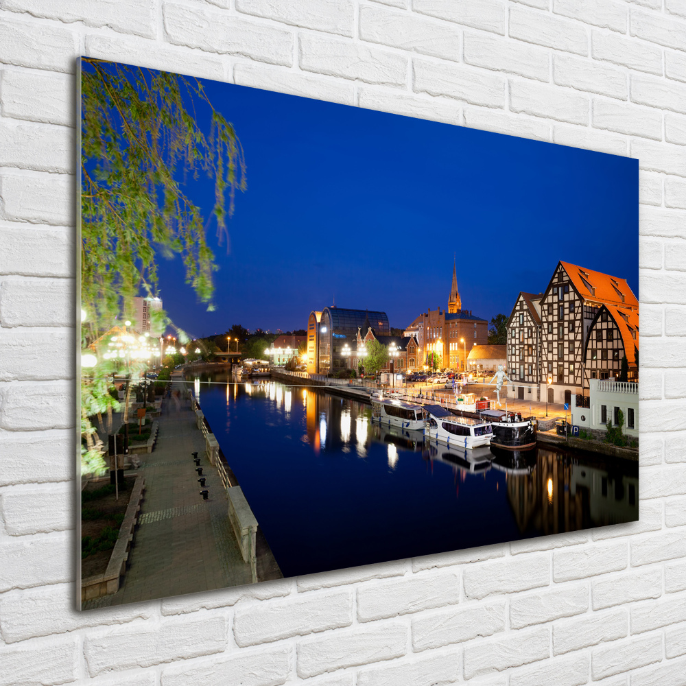 Tableau sur verre Bydgoszcz la nuit