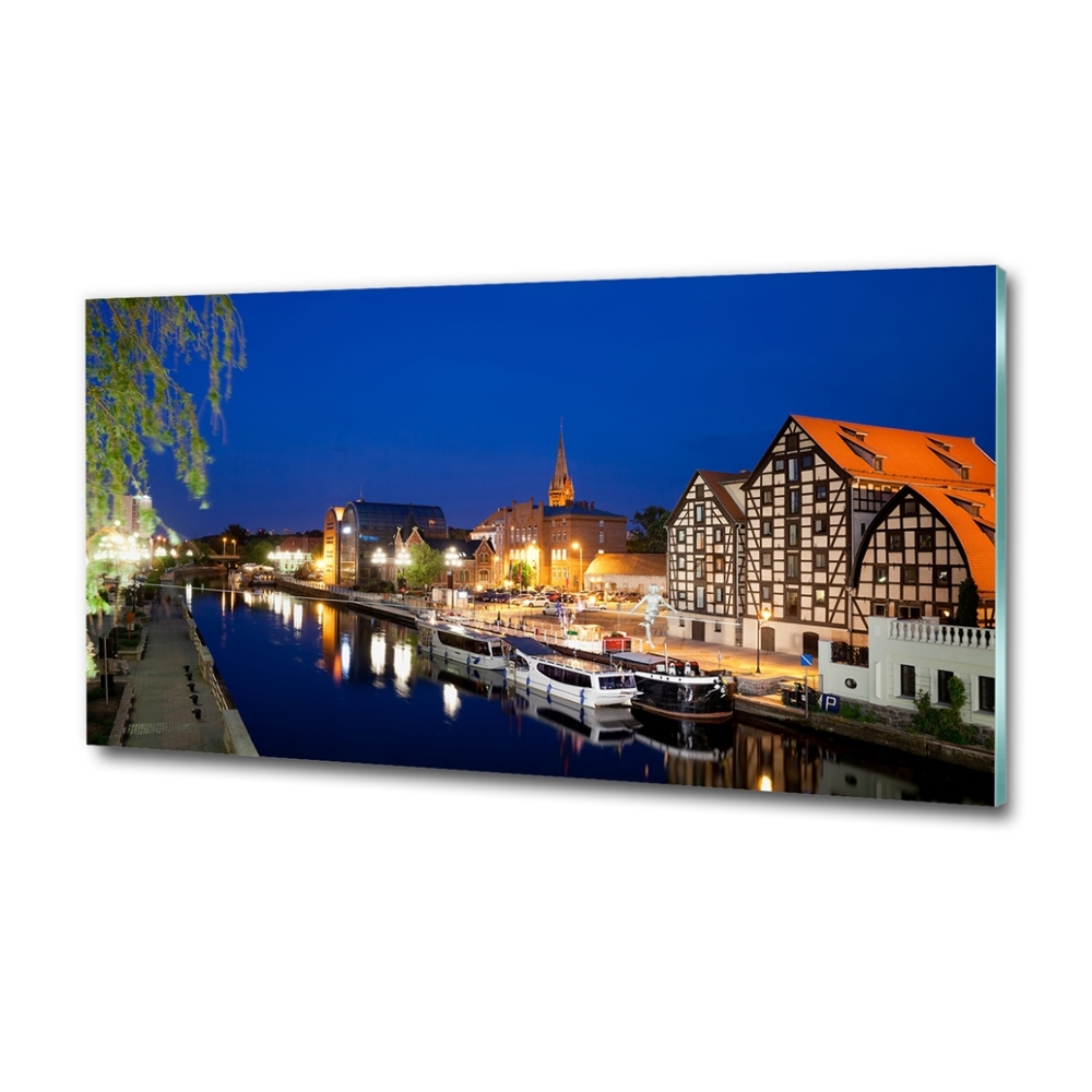 Tableau sur verre Bydgoszcz la nuit