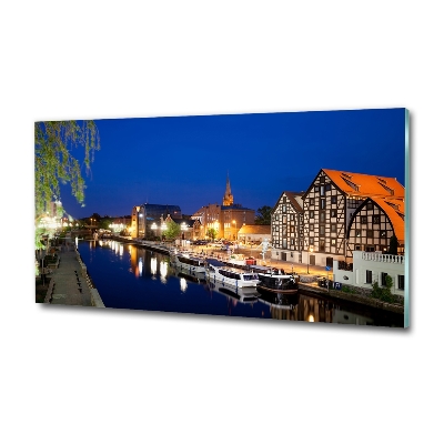 Tableau sur verre Bydgoszcz la nuit