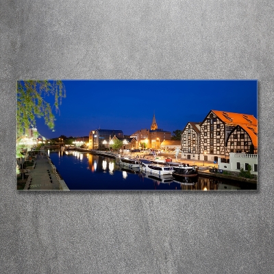 Tableau sur verre Bydgoszcz la nuit