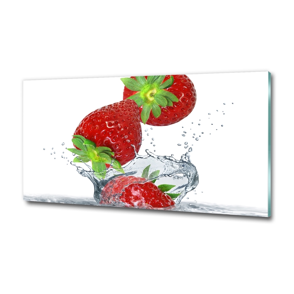 Tableau en verre Chute de fraises