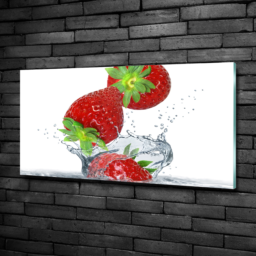 Tableau en verre Chute de fraises