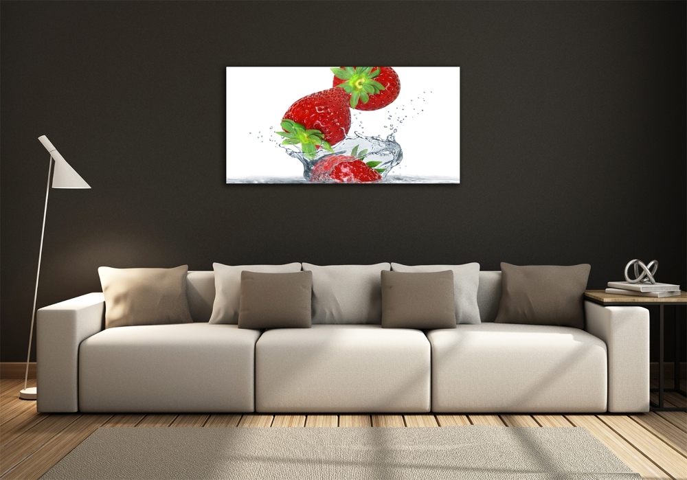 Tableau en verre Chute de fraises