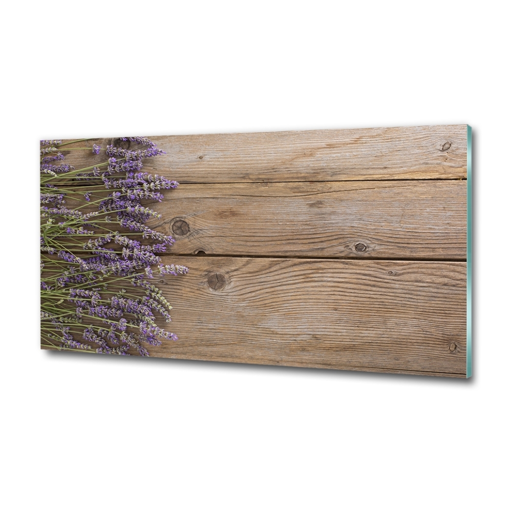 Tableau photo sur verre Lavande sur bois