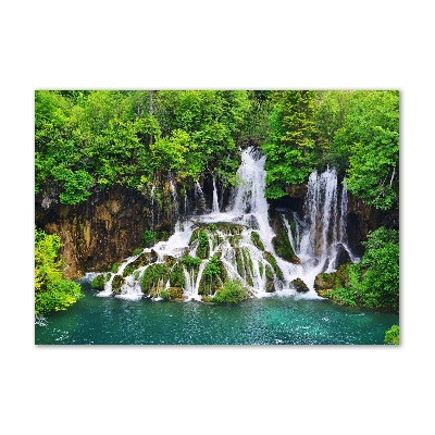 Tableau en verre Chute d'eau dans les montagnes