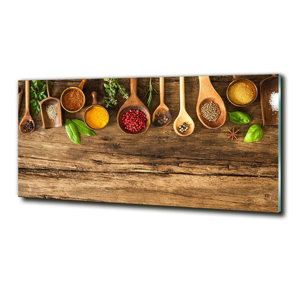 Tableau photo sur verre Epices en bois