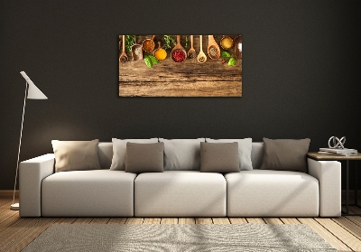 Tableau photo sur verre Epices en bois