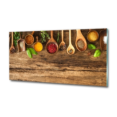 Tableau photo sur verre Epices en bois