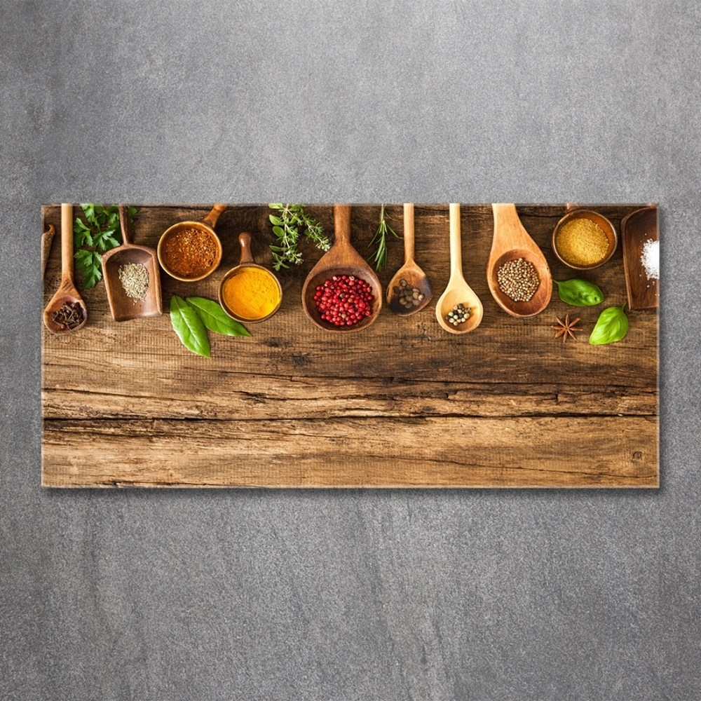 Tableau photo sur verre Epices en bois