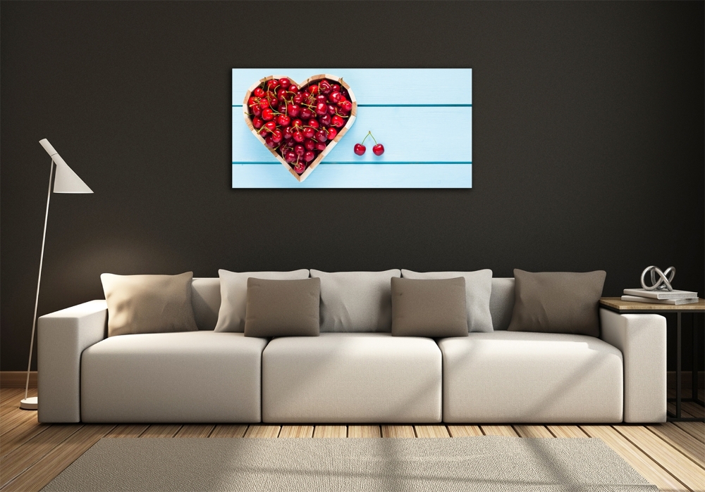 Tableau sur verre Coeur en cerises