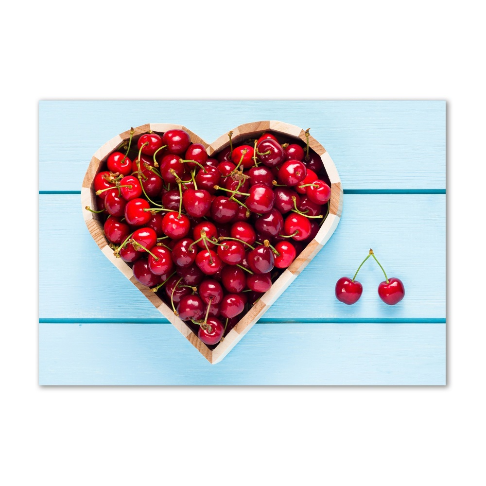 Tableau sur verre Coeur en cerises