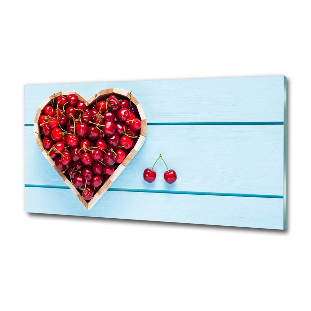 Tableau sur verre Coeur en cerises