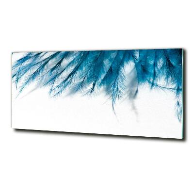 Tableau sur verre Plumes bleues