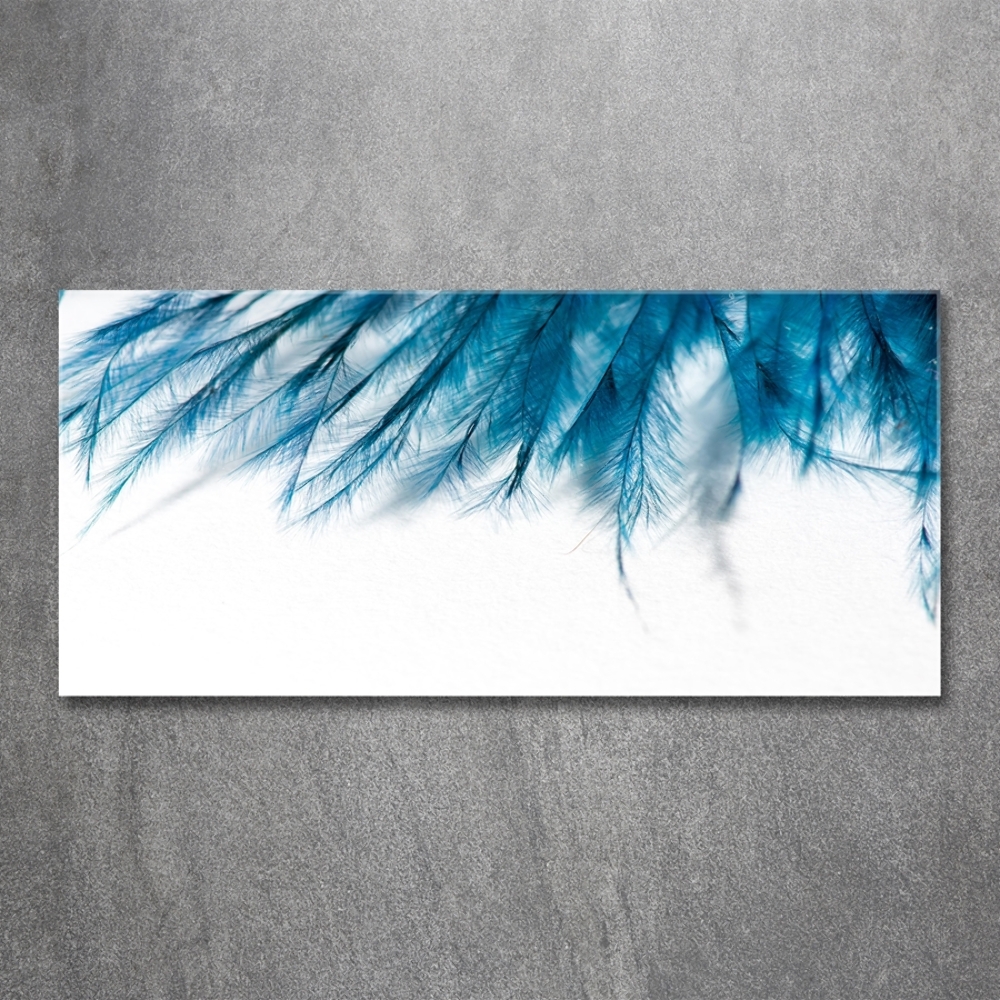 Tableau sur verre Plumes bleues