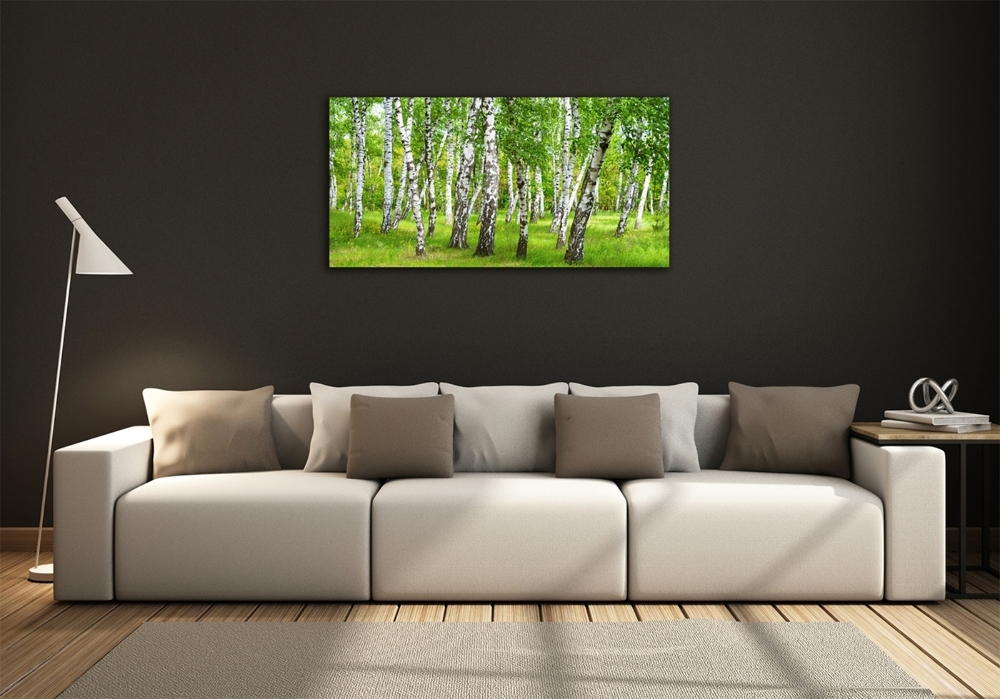 Tableau imprimé sur verre Forêt de bouleaux