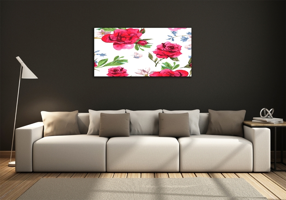 Tableau sur verre Roses rouges