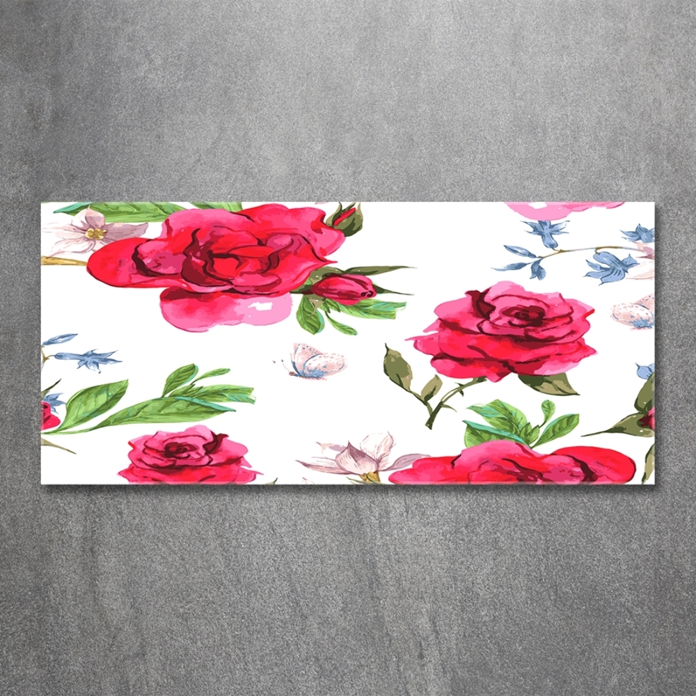 Tableau sur verre Roses rouges