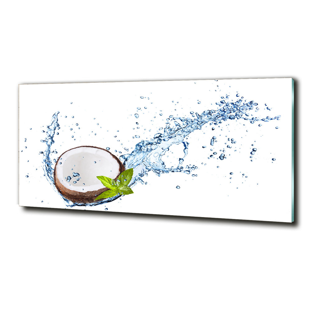 Tableau photo sur verre Noix de coco et eau