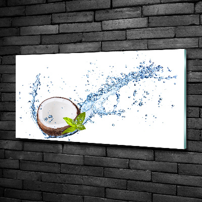 Tableau photo sur verre Noix de coco et eau