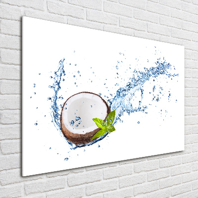 Tableau photo sur verre Noix de coco et eau