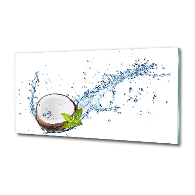 Tableau photo sur verre Noix de coco et eau