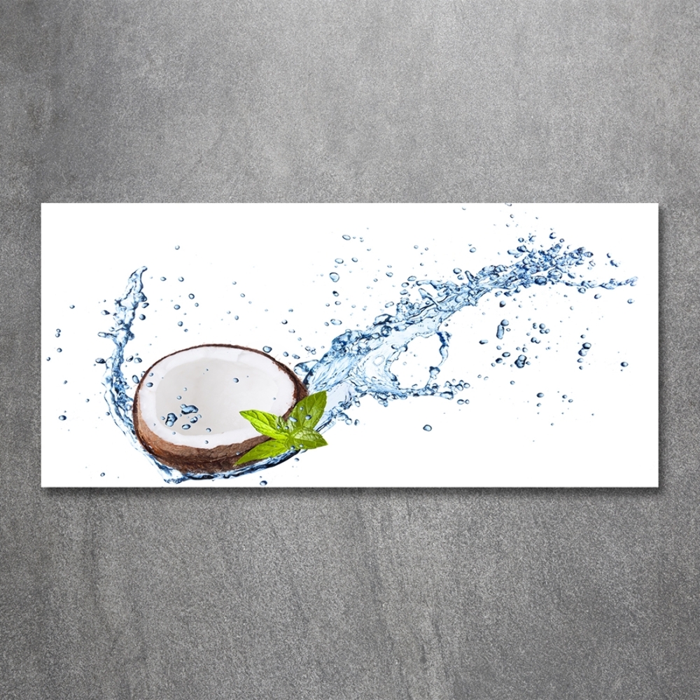 Tableau photo sur verre Noix de coco et eau