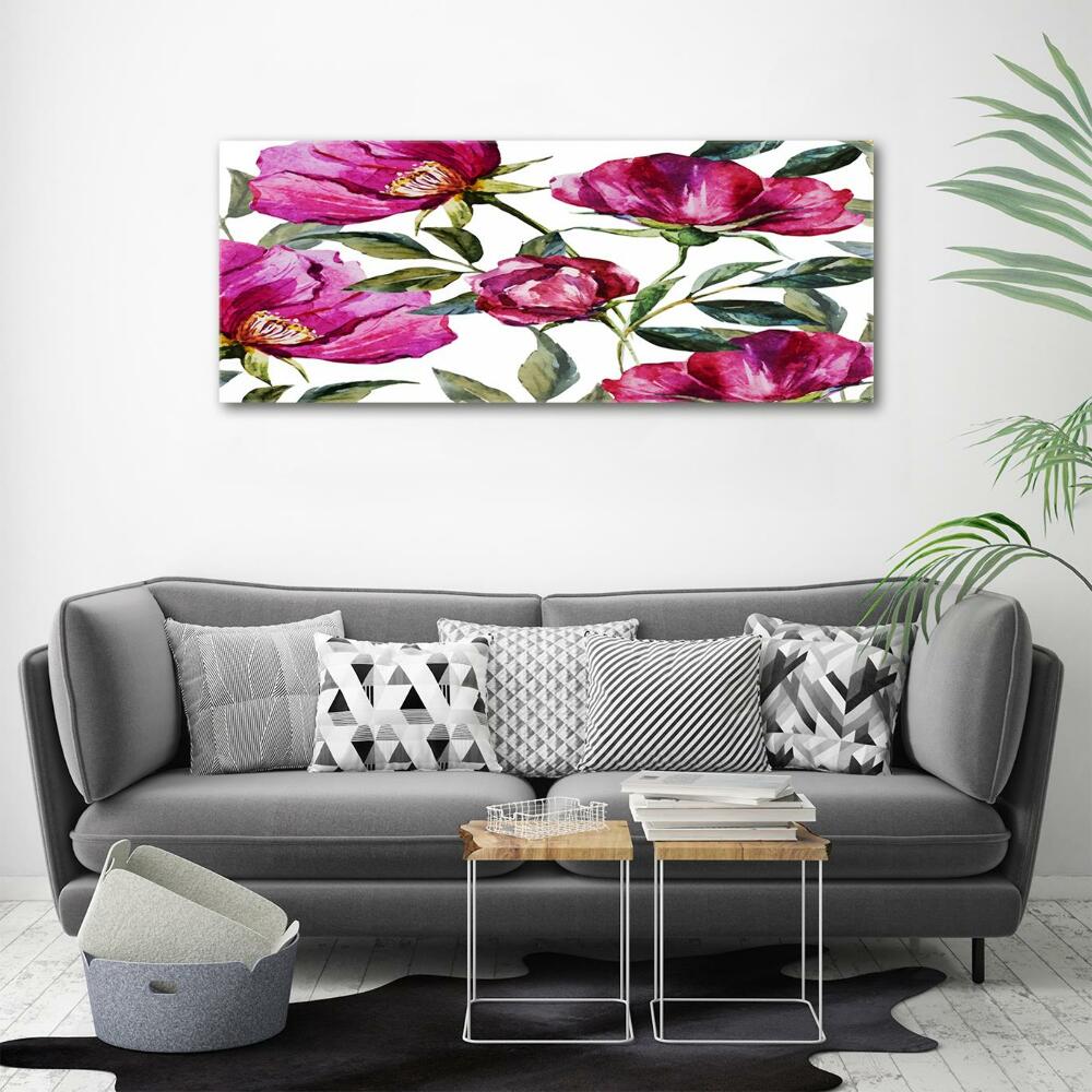 Tableau sur verre Pivoines roses