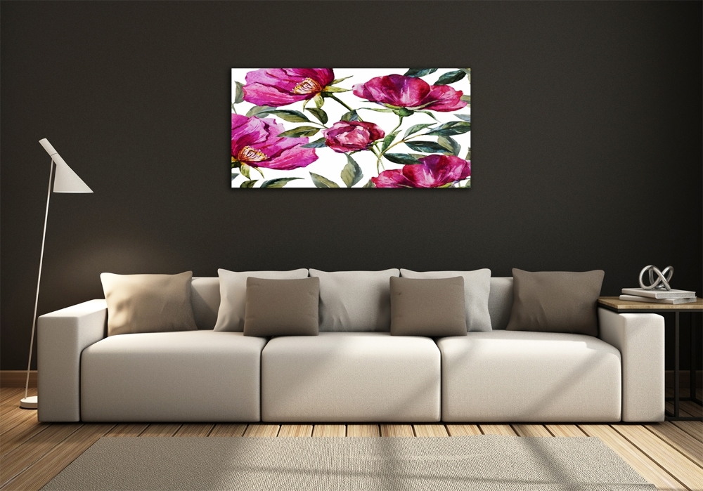 Tableau sur verre Pivoines roses