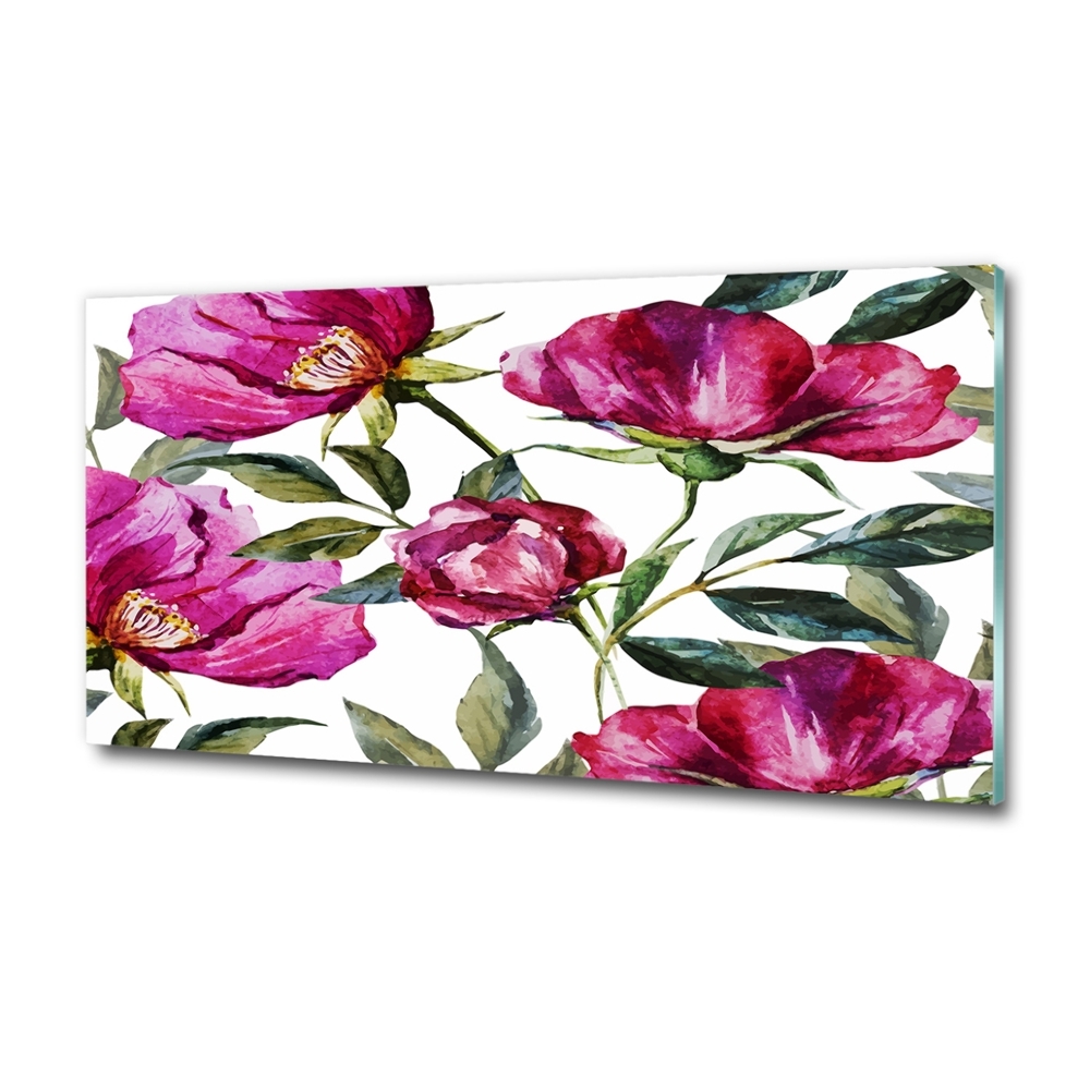 Tableau sur verre Pivoines roses