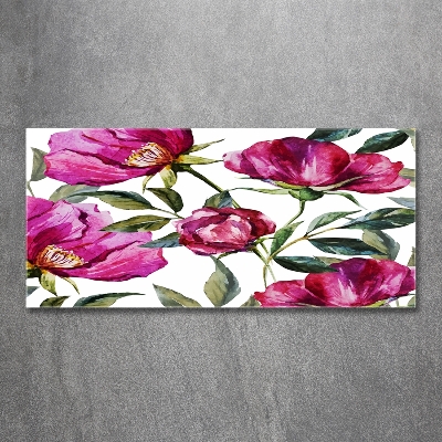 Tableau sur verre Pivoines roses