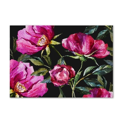 Tableau en verre Pivoines roses