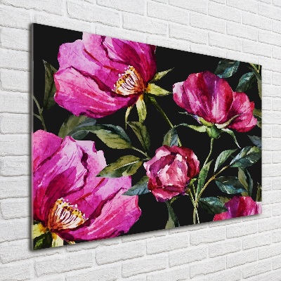 Tableau en verre Pivoines roses