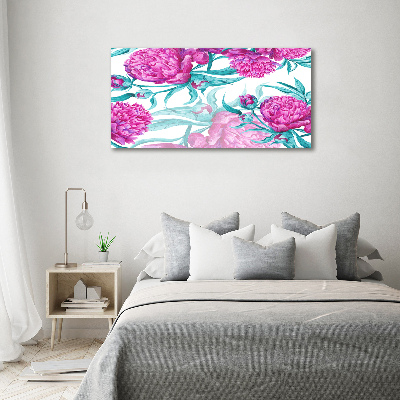 Tableau sur verre Pivoines roses