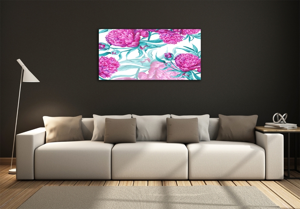 Tableau sur verre Pivoines roses