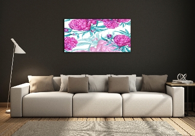 Tableau sur verre Pivoines roses