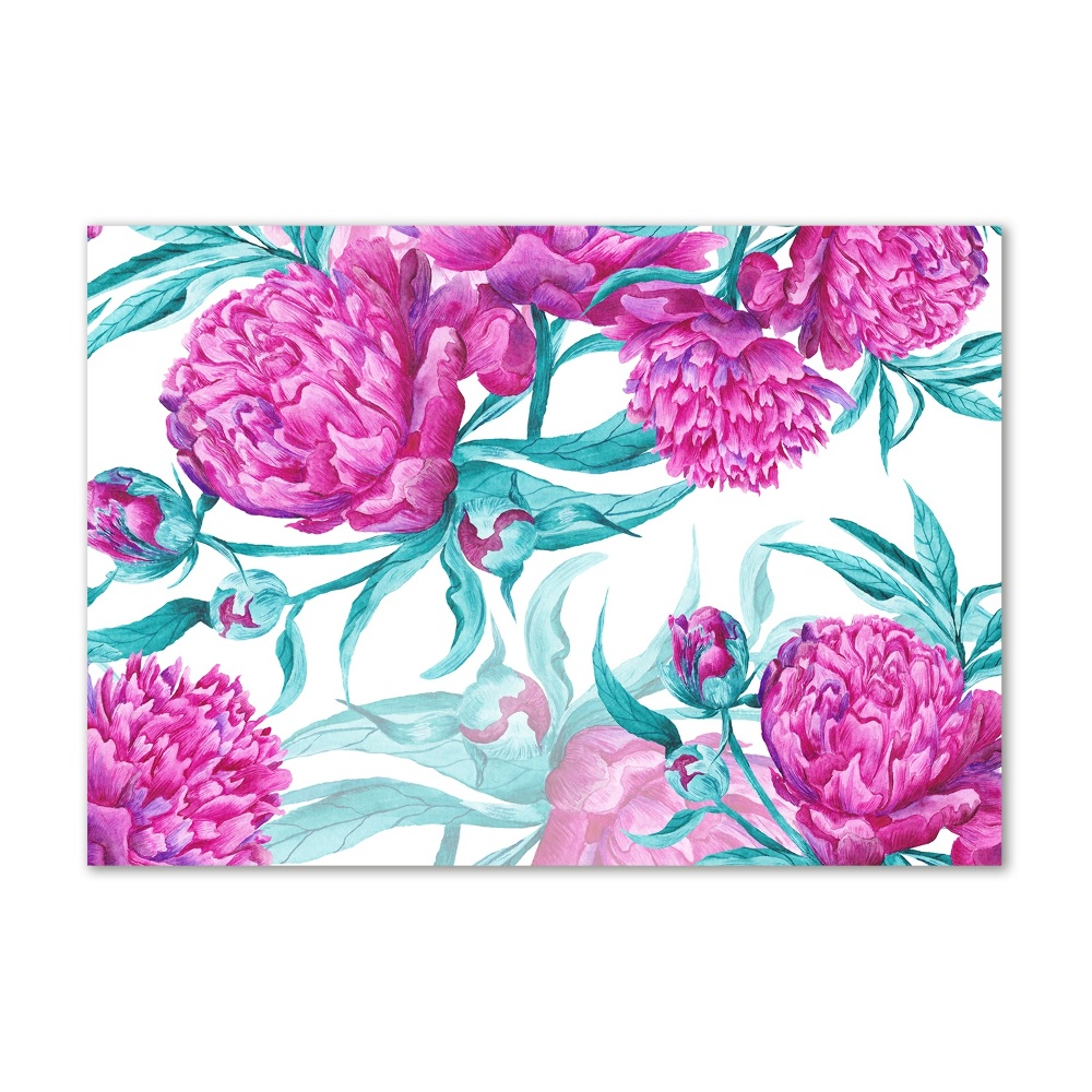 Tableau sur verre Pivoines roses